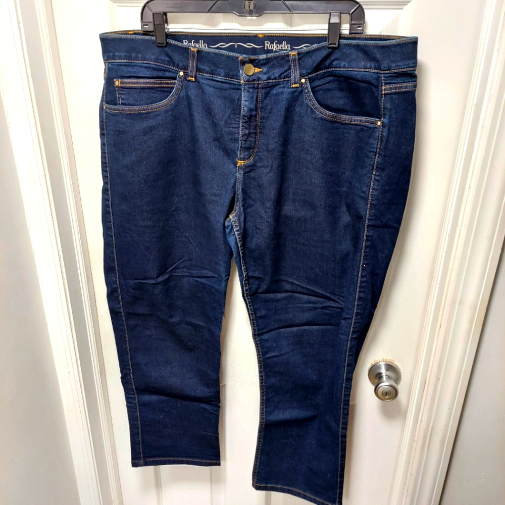 Rafaella Slimming Dark Blue Cropped Plus Size Jeans - 18W